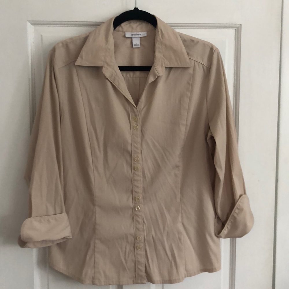 Dress Barn tan button up blouse